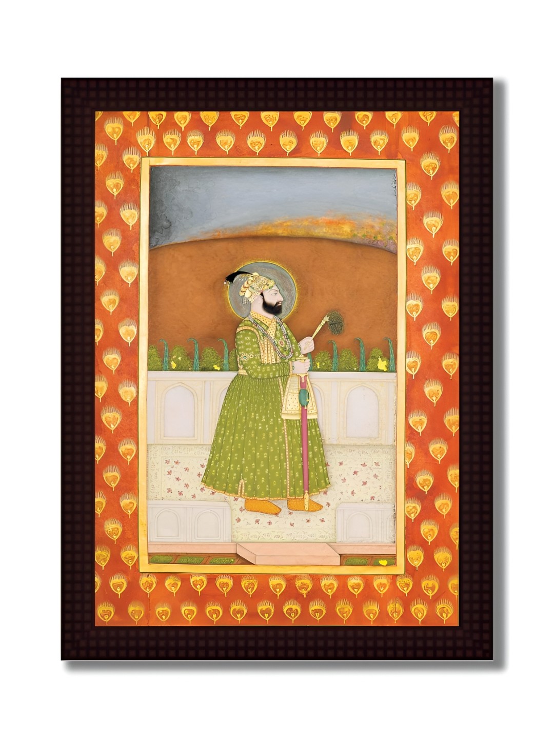 

Tamatina Orange-colored & Brown Printed Wooden Framed Wall Art