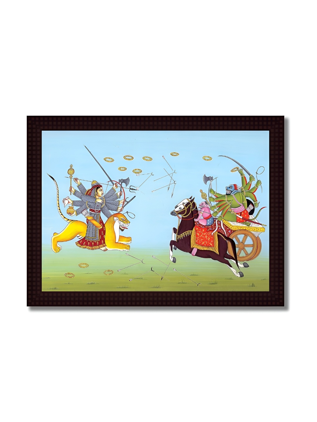 Tamatina Blue & Brown Printed Wooden Framed Wall Art