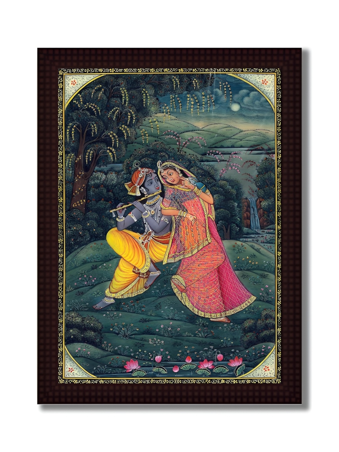 Tamatina Green & Brown Printed Wooden Framed Wall Art