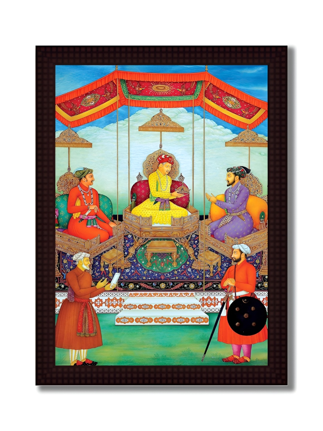 Tamatina Red & Yellow Cotton Canvas Great Akbar Wall Art