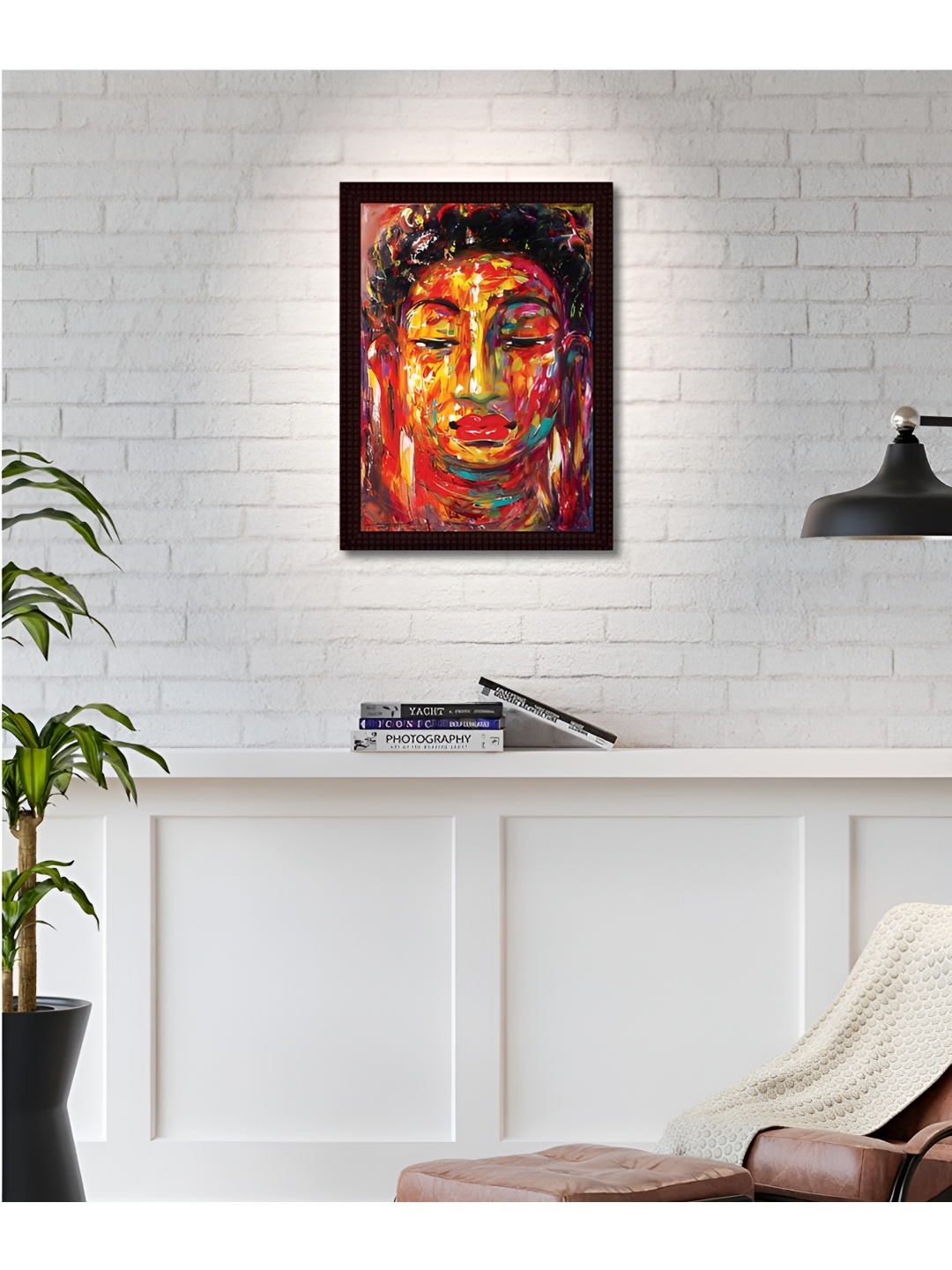 Tamatina Red & Brown Printed Wooden Framed Wall Art