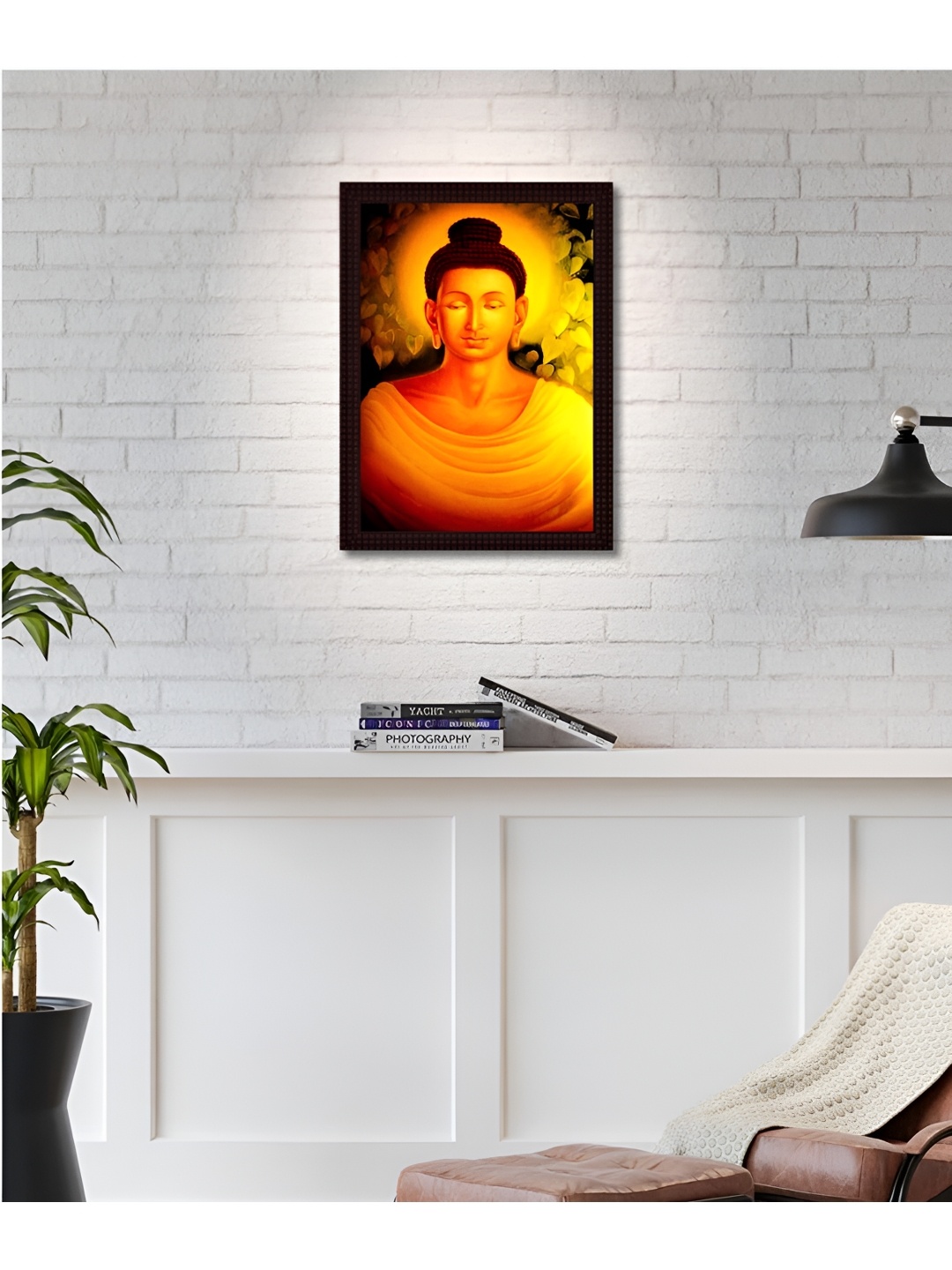 Tamatina Yellow & Orange 1 Piece Canvas Religious Wall Paintings