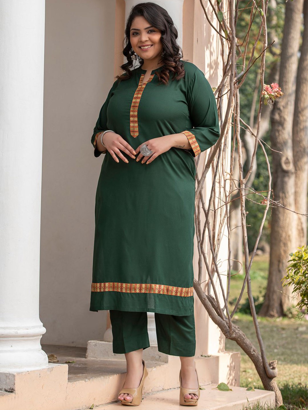 

WOMEN PLUS Women Yoke Design Kurta, Green