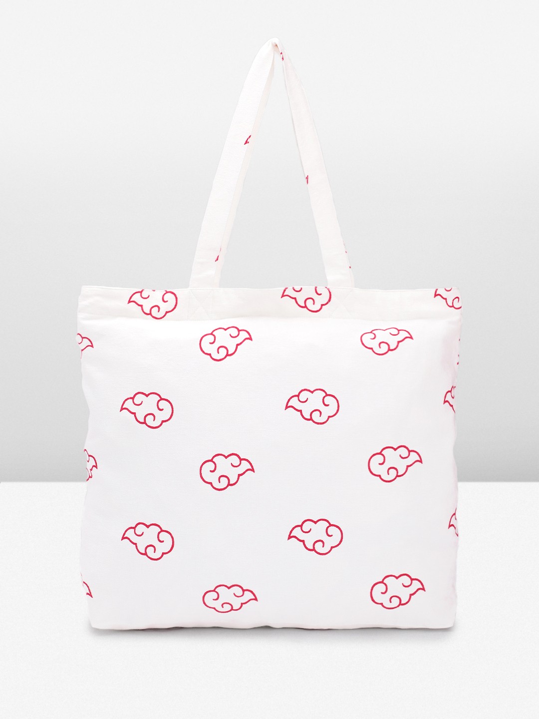 

DILLINGER Printed Pure Cotton Zipper Shopping Tote Bag, White
