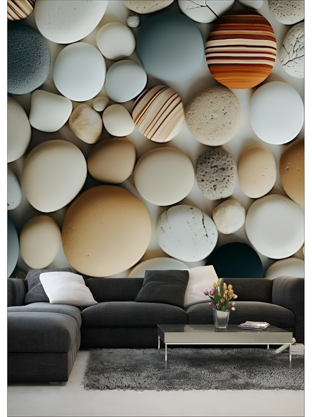 

Aura White & Beige 3D Printed Self-Adhesive Wall Sicker
