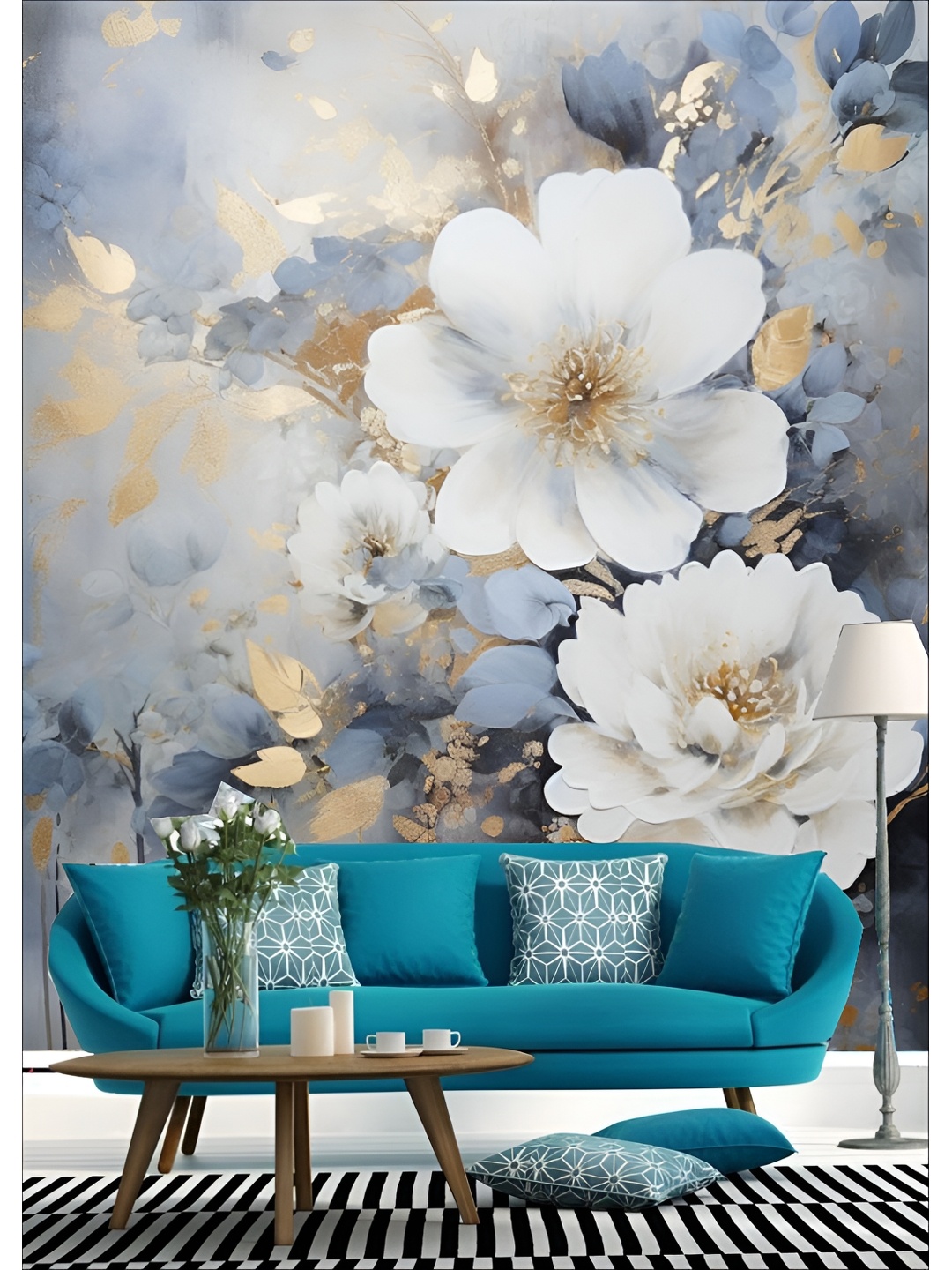 

Aura White & Blue Printed Self-Adhesive Wall Sicker Wallpaper