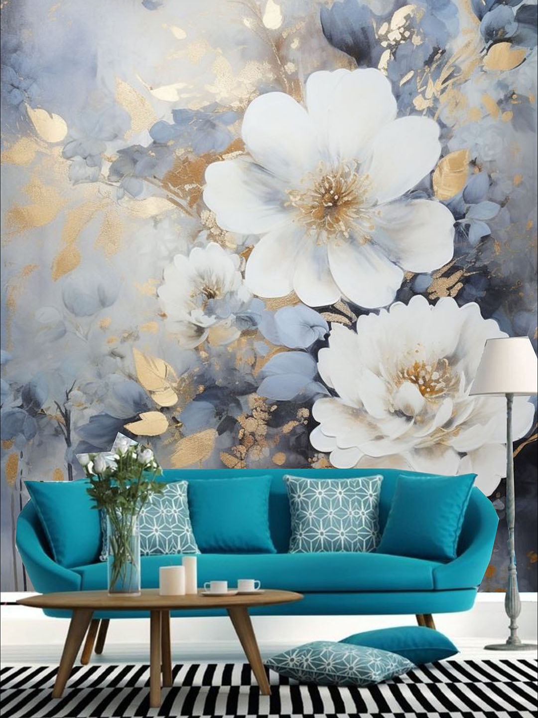 

Aura White & Blue Printed Self-Adhesive Wall Sicker Wallpaper