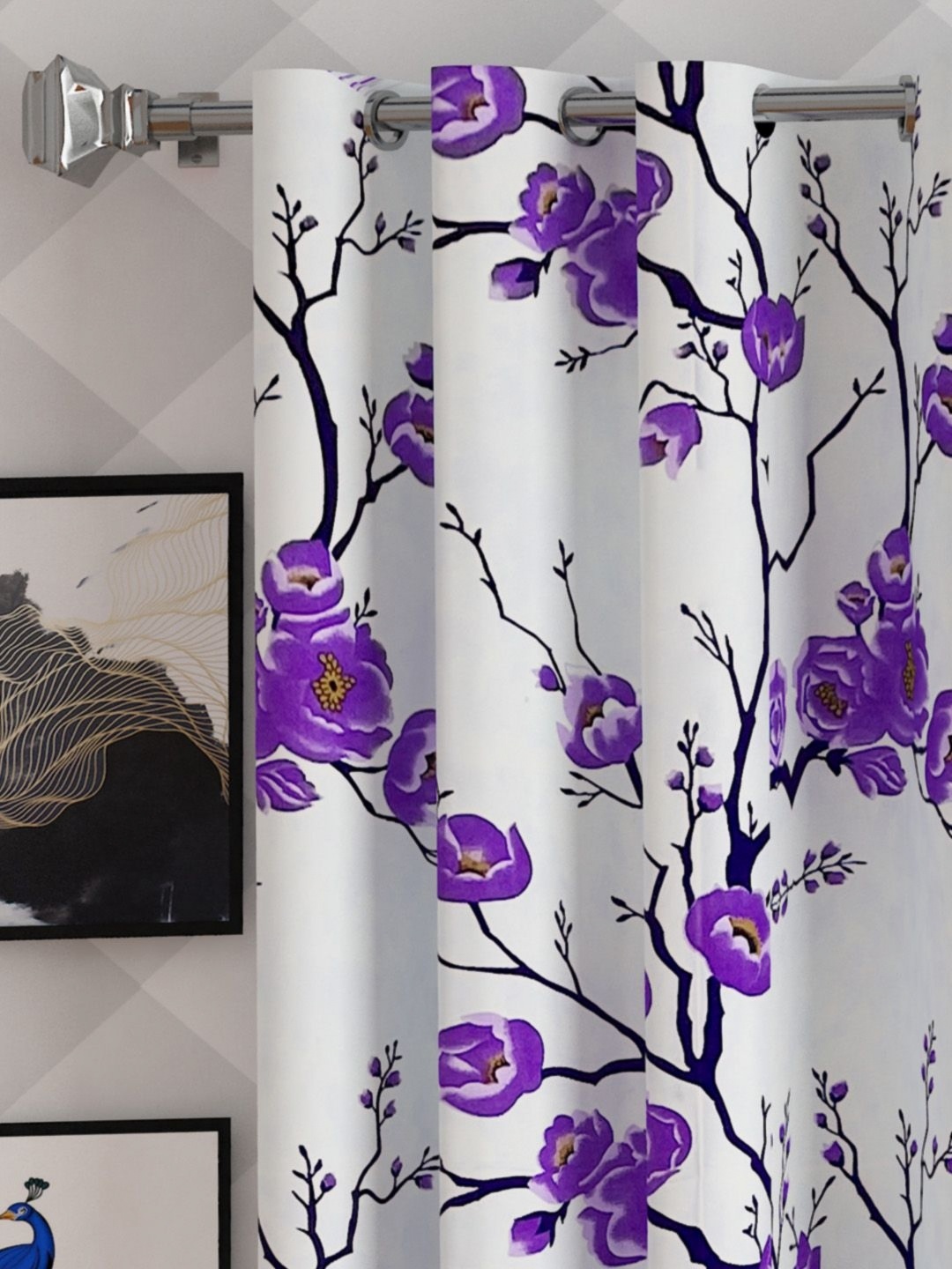 

Lunar Days Purple Set of 2 Floral Room Darkening Door Curtain