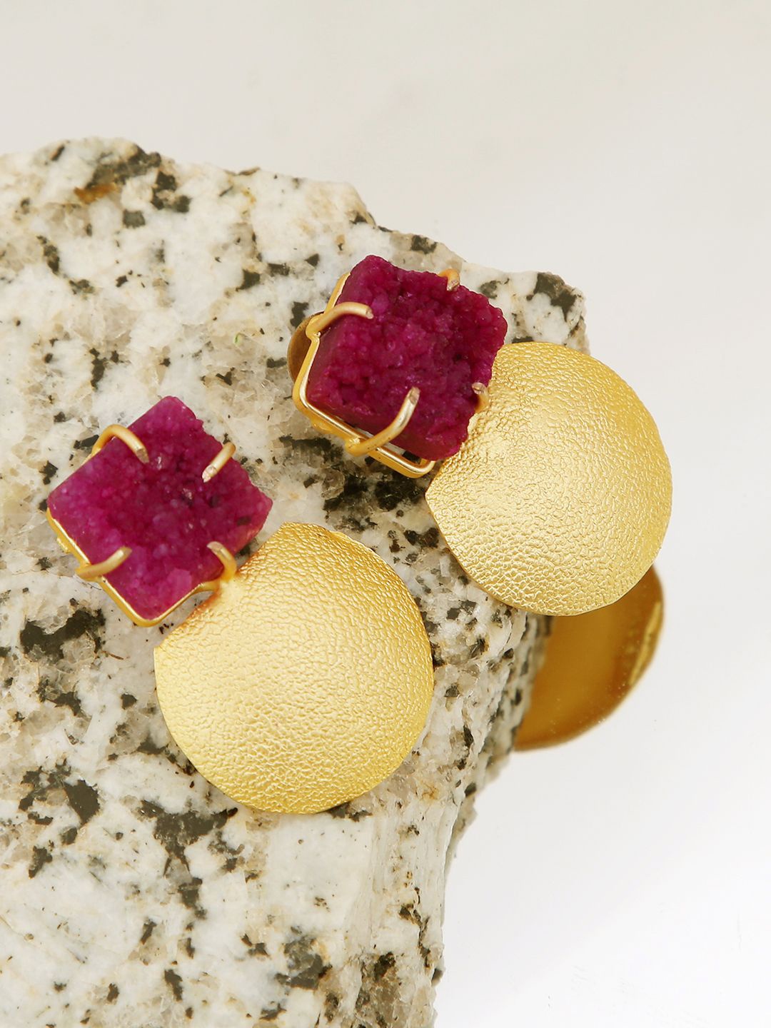 

XAGO Gold-Plated Contemporary Drop Earrings, Burgundy