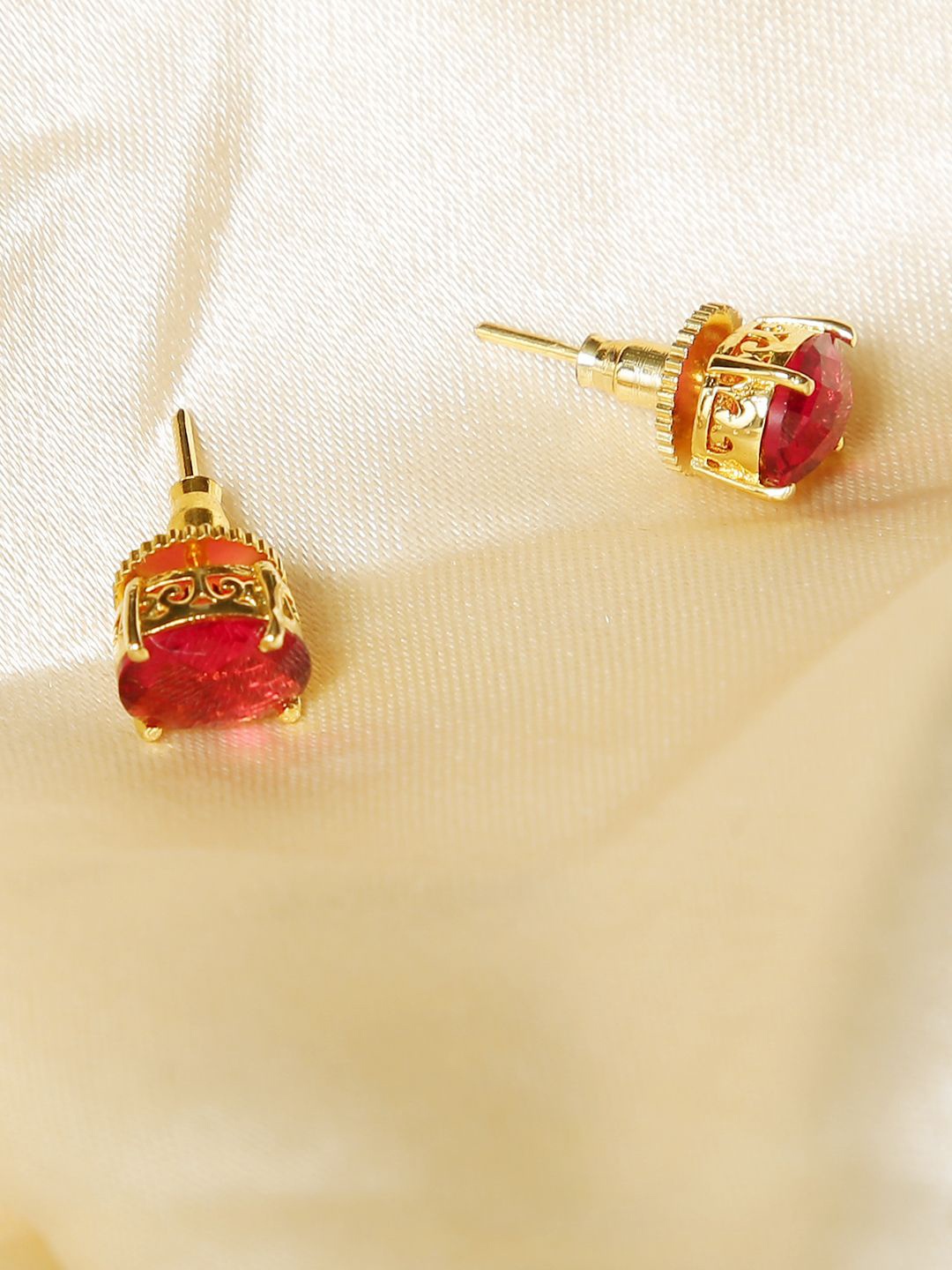 

XAGO Gold-Plated Contemporary Stud Earrings, Red