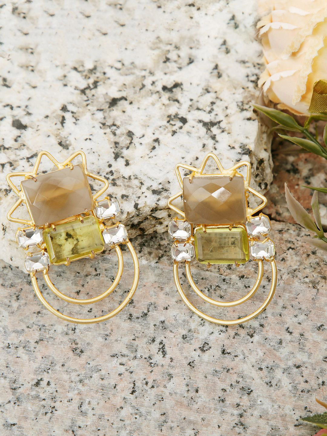 

XAGO Gold-Plated Contemporary Stud Earrings, Brown