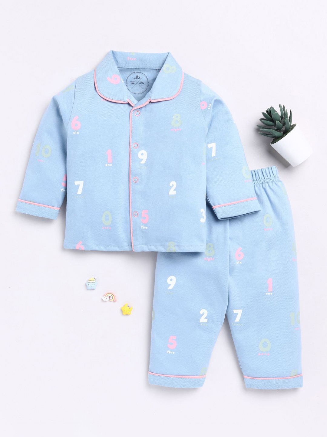 

Clt.s Unisex Kids Printed Night suit, Blue