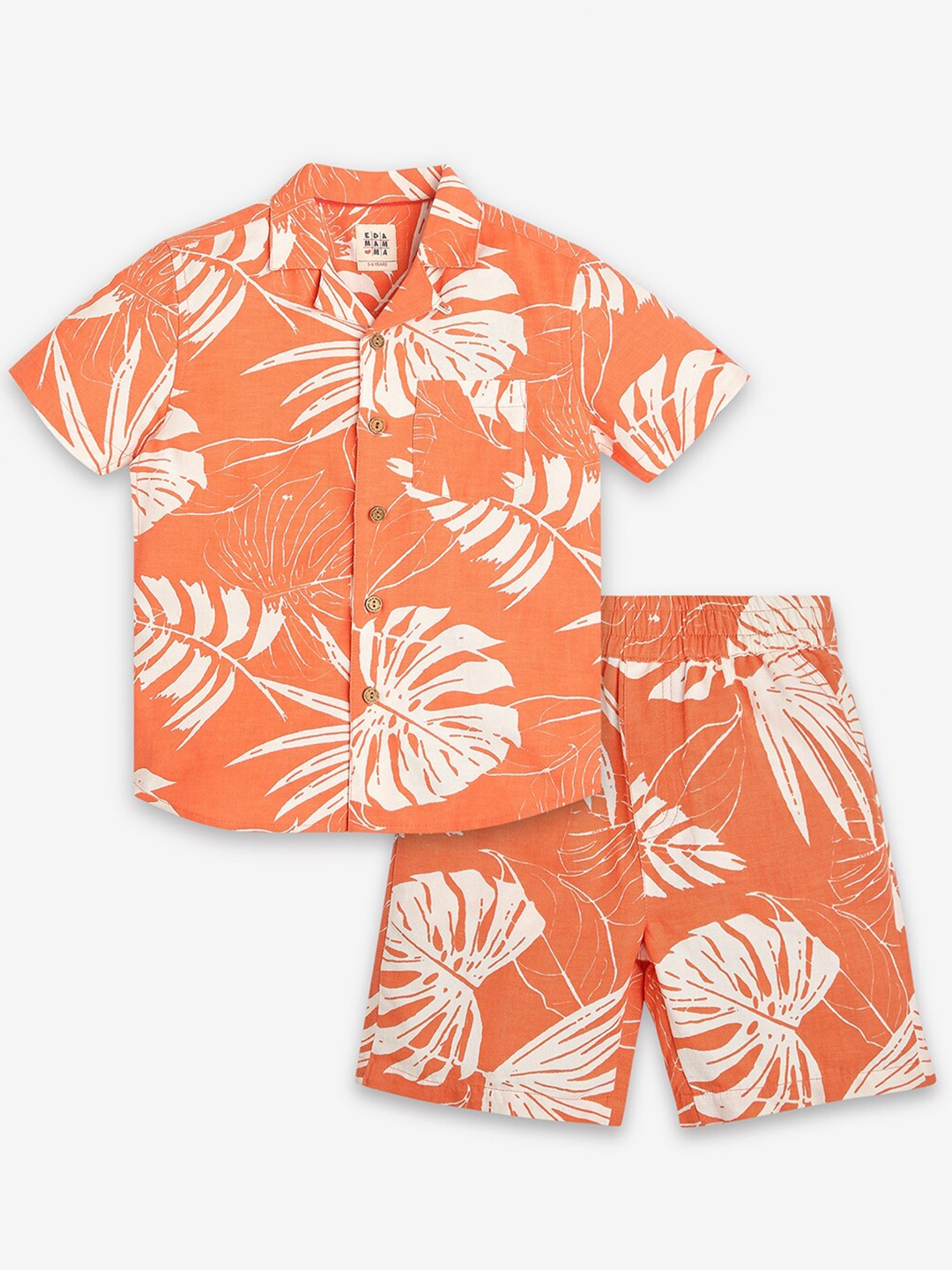 

Ed-a-Mamma Boys Printed Shirt with Shorts, Orange