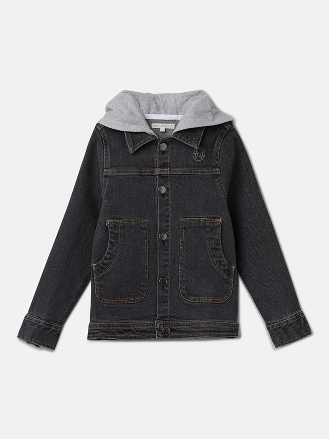 

Angel & Rocket Boys Washed Striped Windcheater Denim Jacket, Charcoal