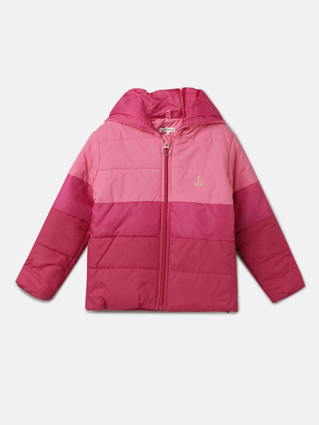 

Angel & Rocket Girls Colourblocked Windcheater Padded Jacket with Embroidered, Fuchsia