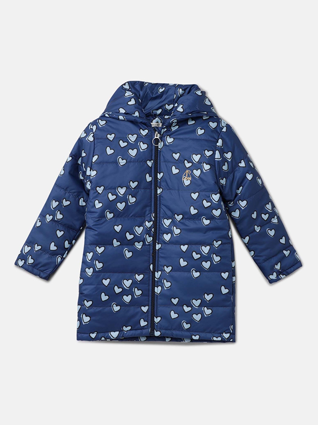 

Angel & Rocket Girls Windcheater Longline Puffer Jacket with Patchwork, Blue