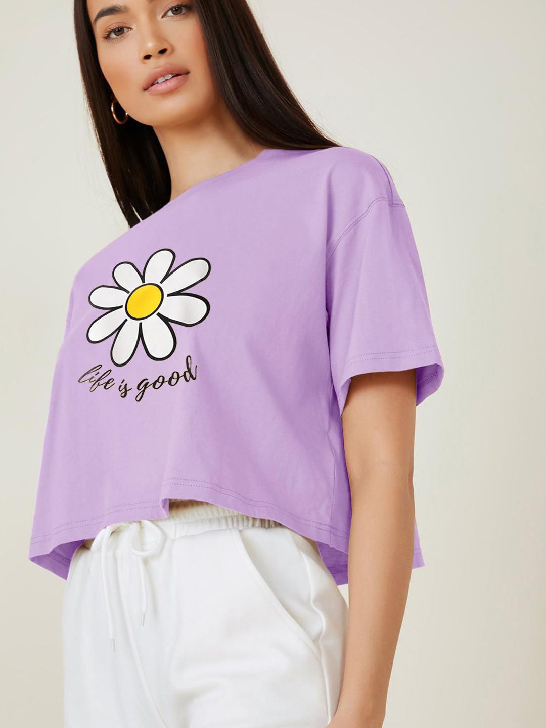 

Kotty Women Graphic Printed Round Neck T-shirt, Purple
