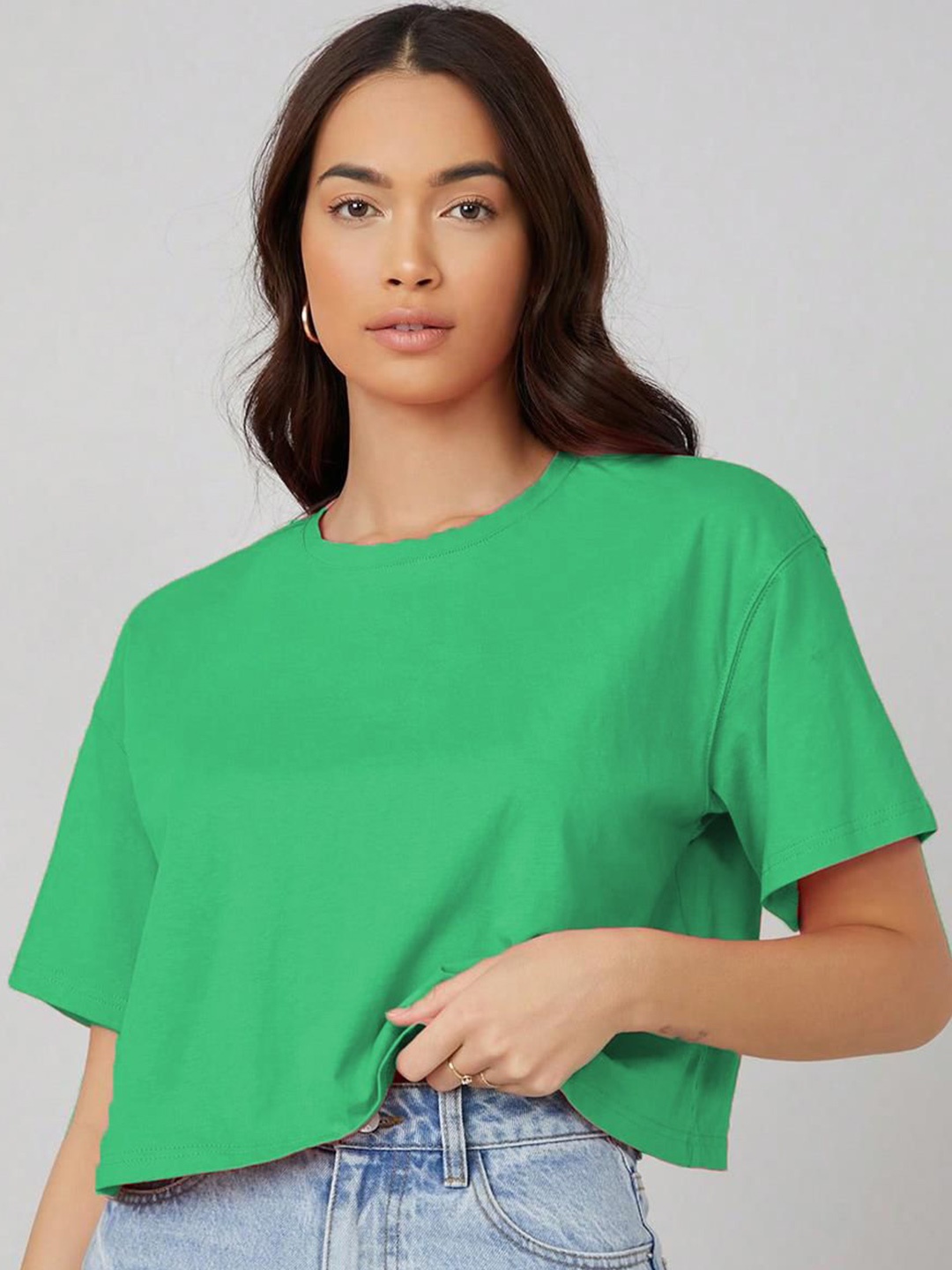 

KOTTY Basics Women Solid Round Neck T-shirt, Green