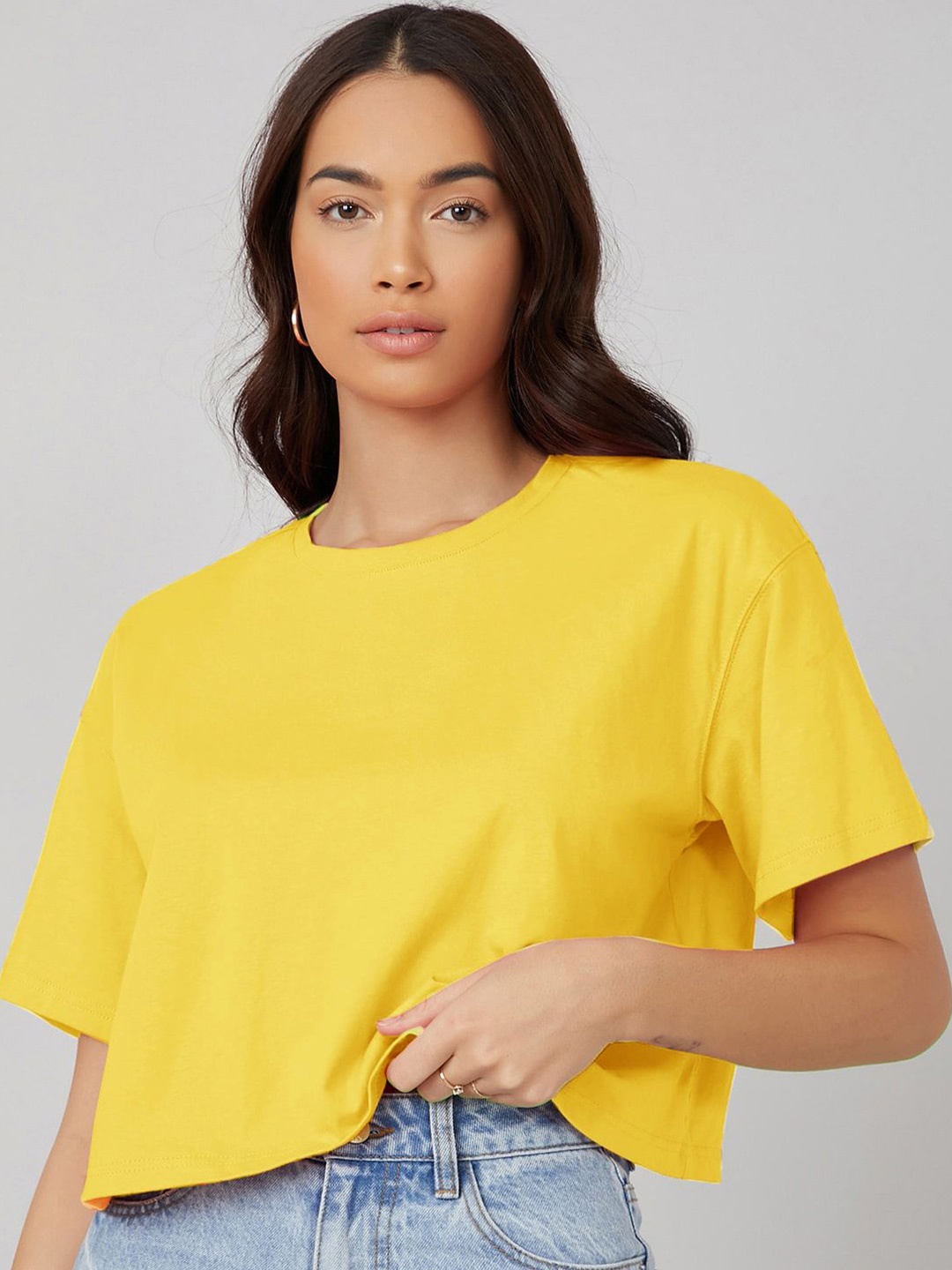 

KOTTY Basics Women Solid Round Neck T-shirt, Yellow