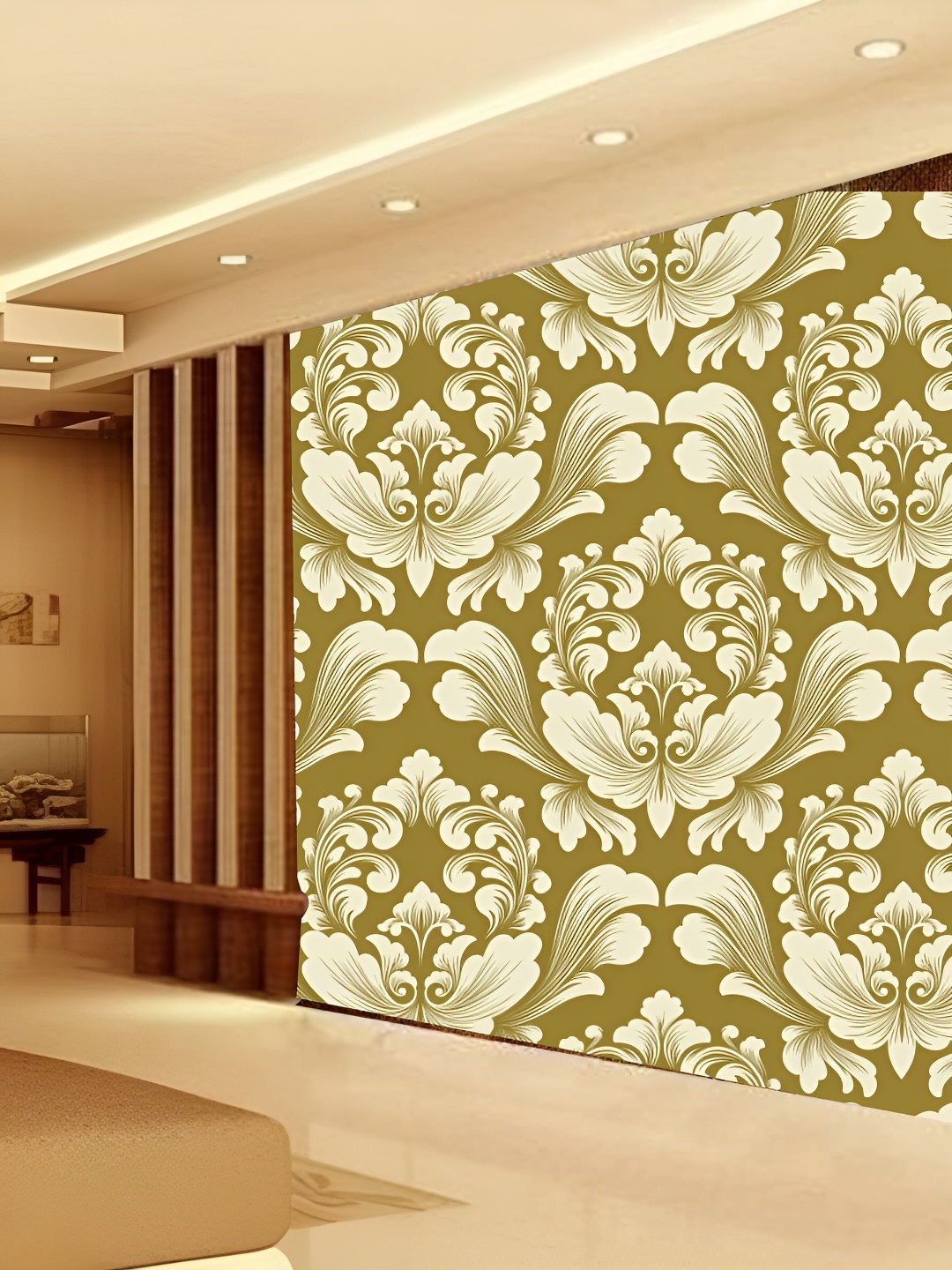 

Aura White & Olive Green Printed PVC Self Adhesive 3D Wall Panels