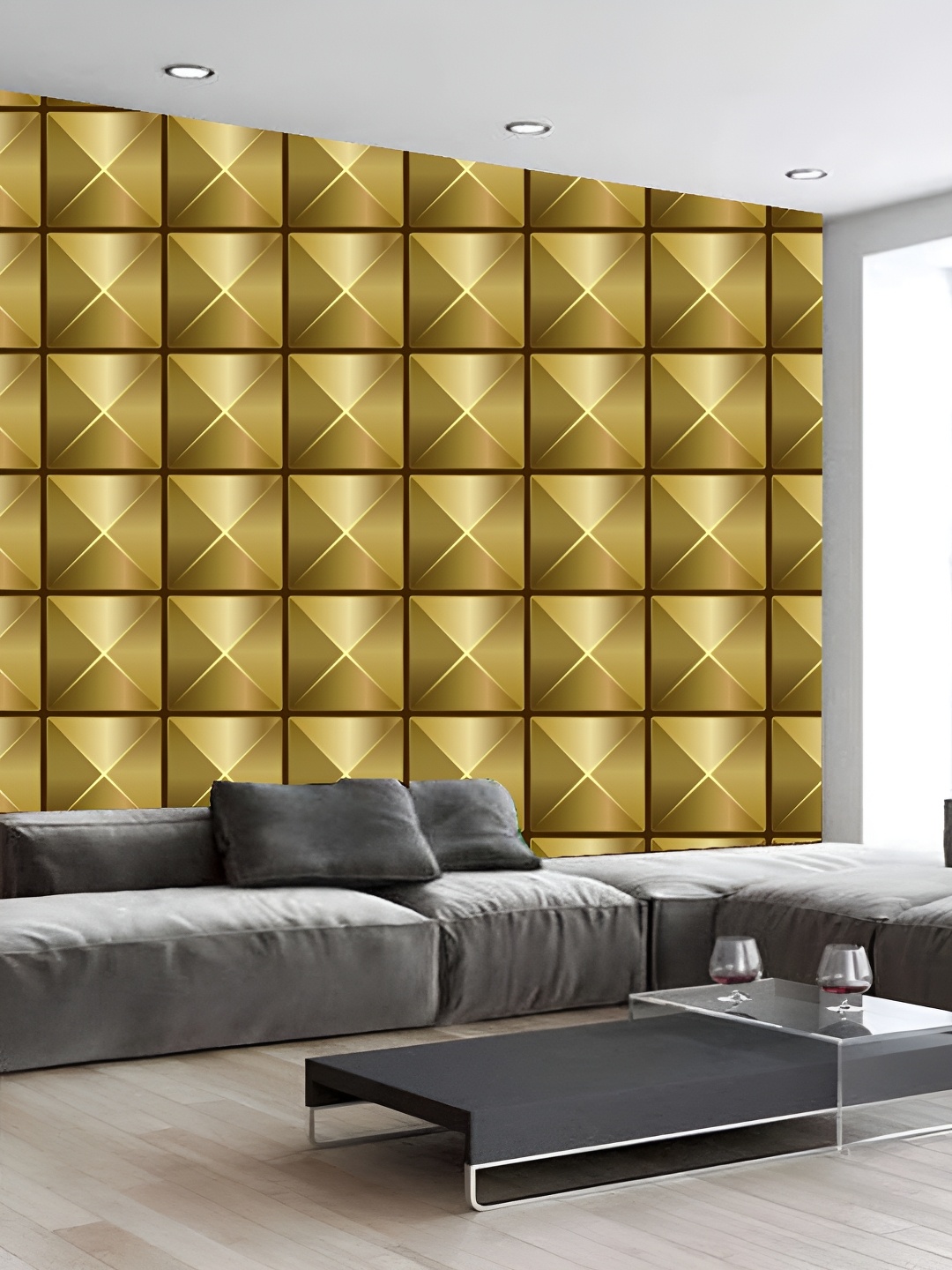 

Aura Gold Toned 3D Printed Self Adhesive Wall Sticker