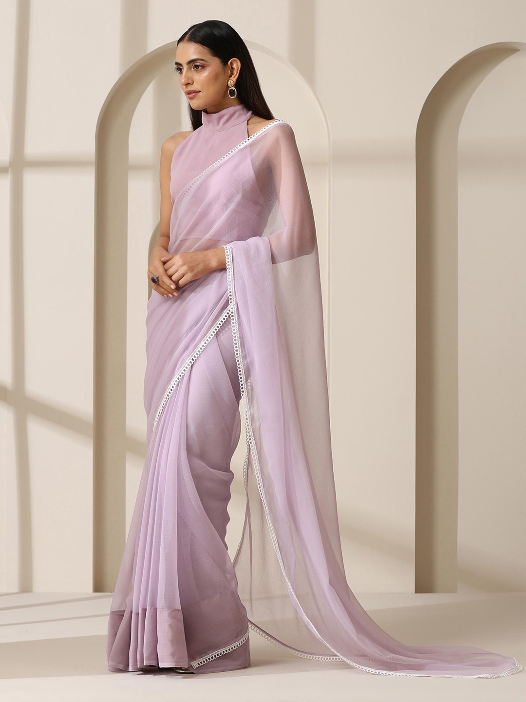 

Swtantra Poly Chiffon Saree, Lavender