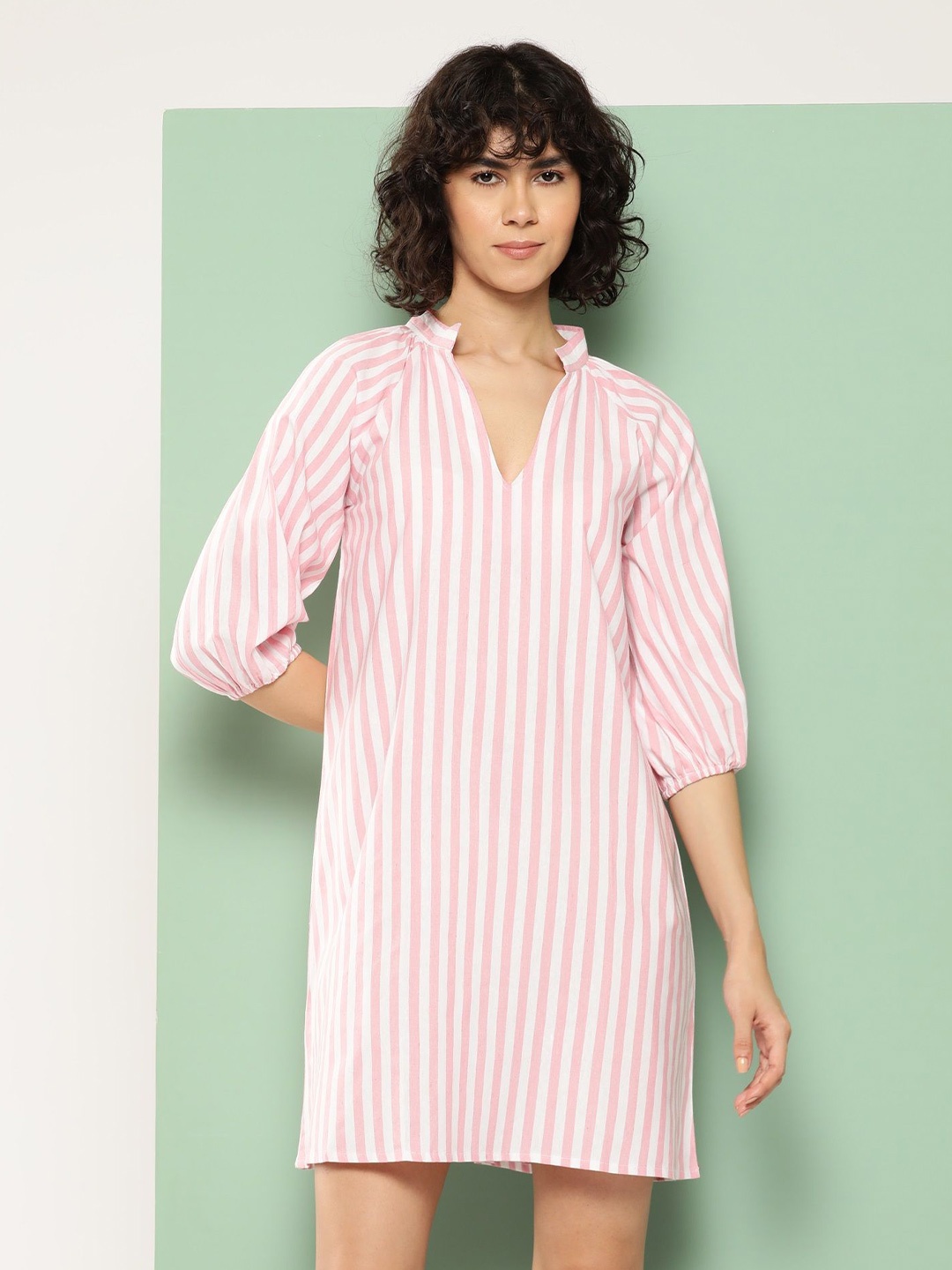 

The Roadster Lifestyle Co Striped A-Line Dresses, Pink