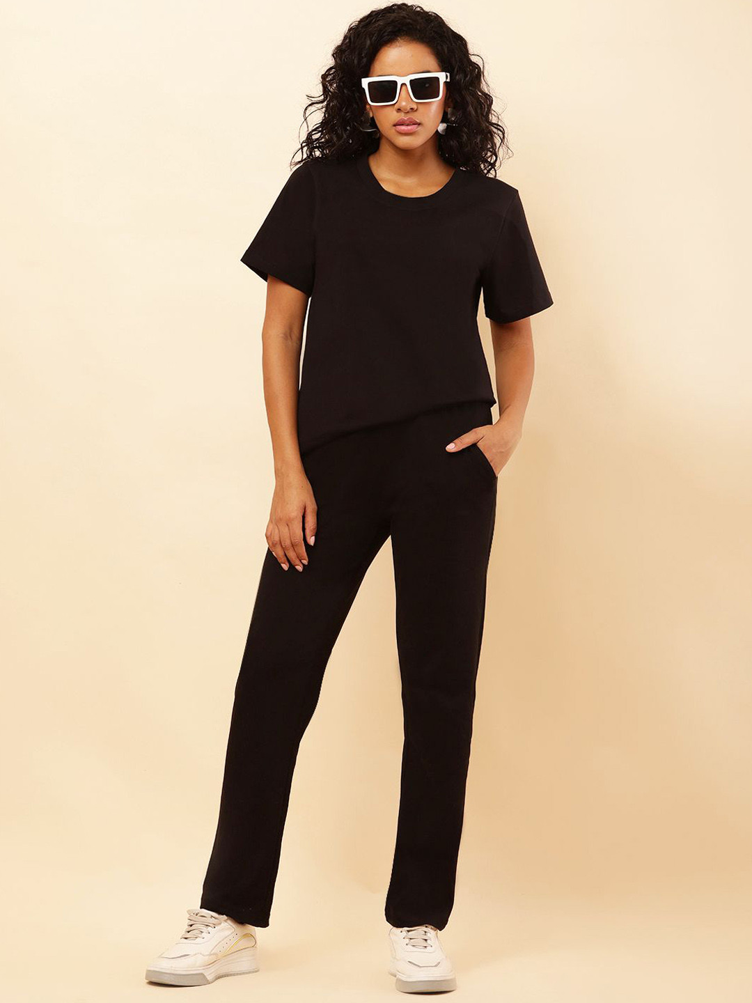 

SQew Cotton T-Shirt & Trouser Co-Ords Set, Black