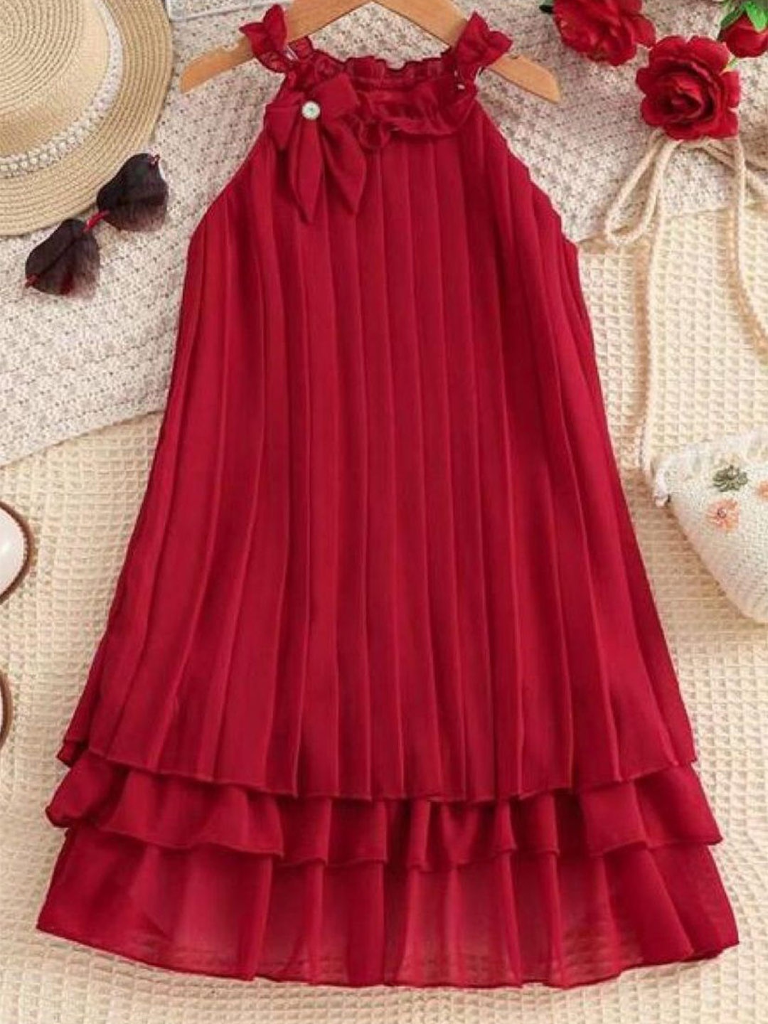

BAESD Chiffon A-Line Dress, Red