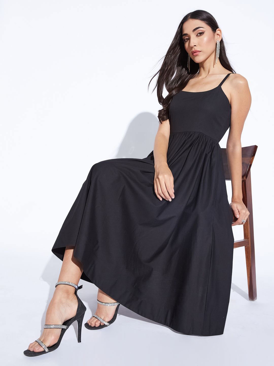 

DEPANO Layered Maxi Dress, Black