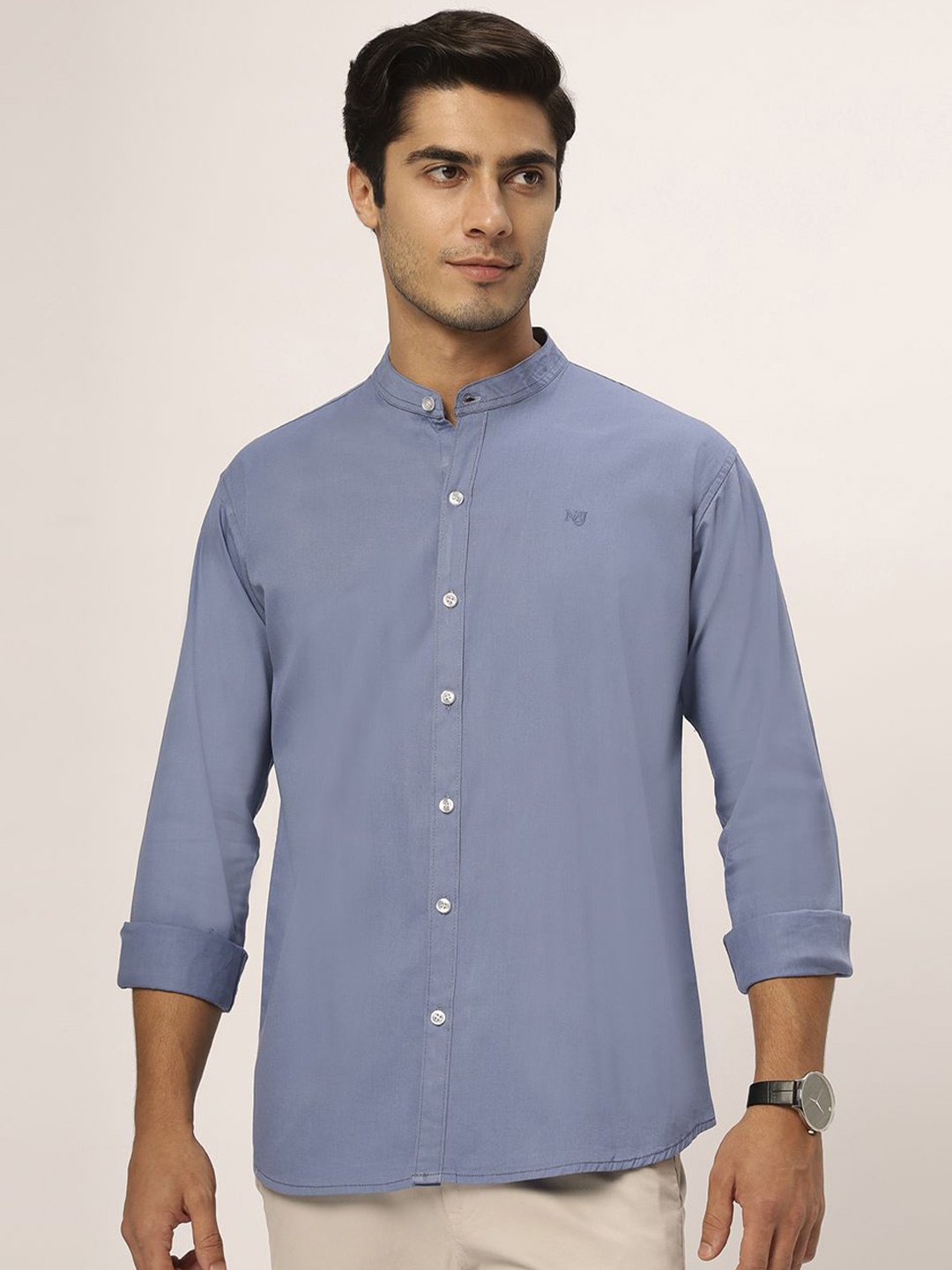 

N AND J Men Relaxed Opaque Casual Shirt, Blue