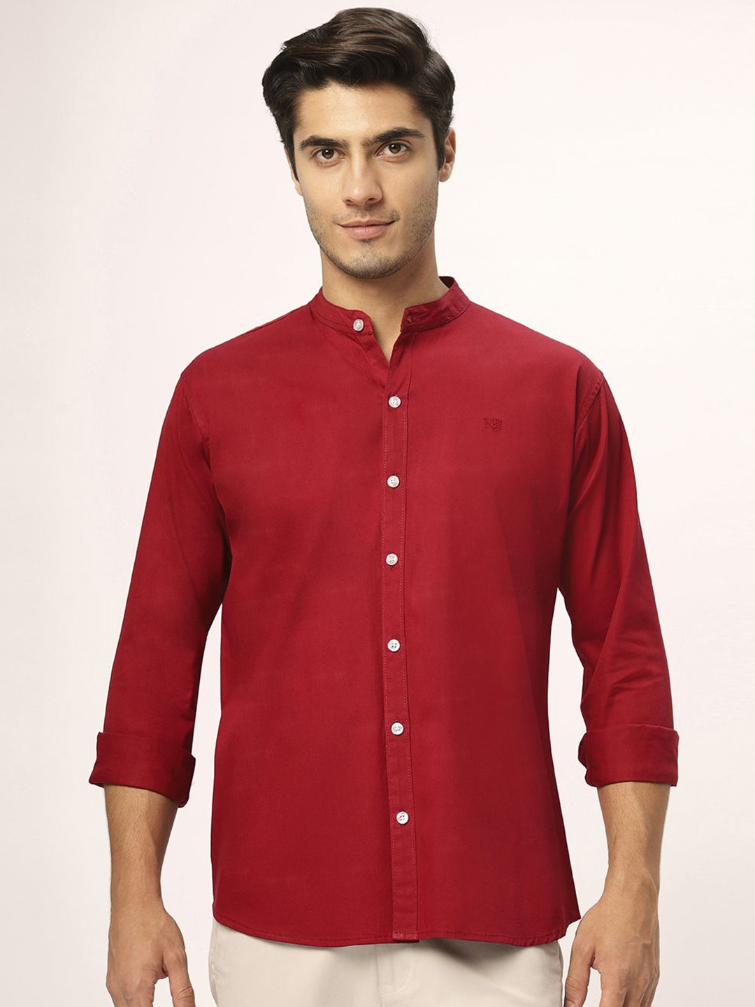 

N AND J Men Relaxed Opaque Casual Shirt, Maroon