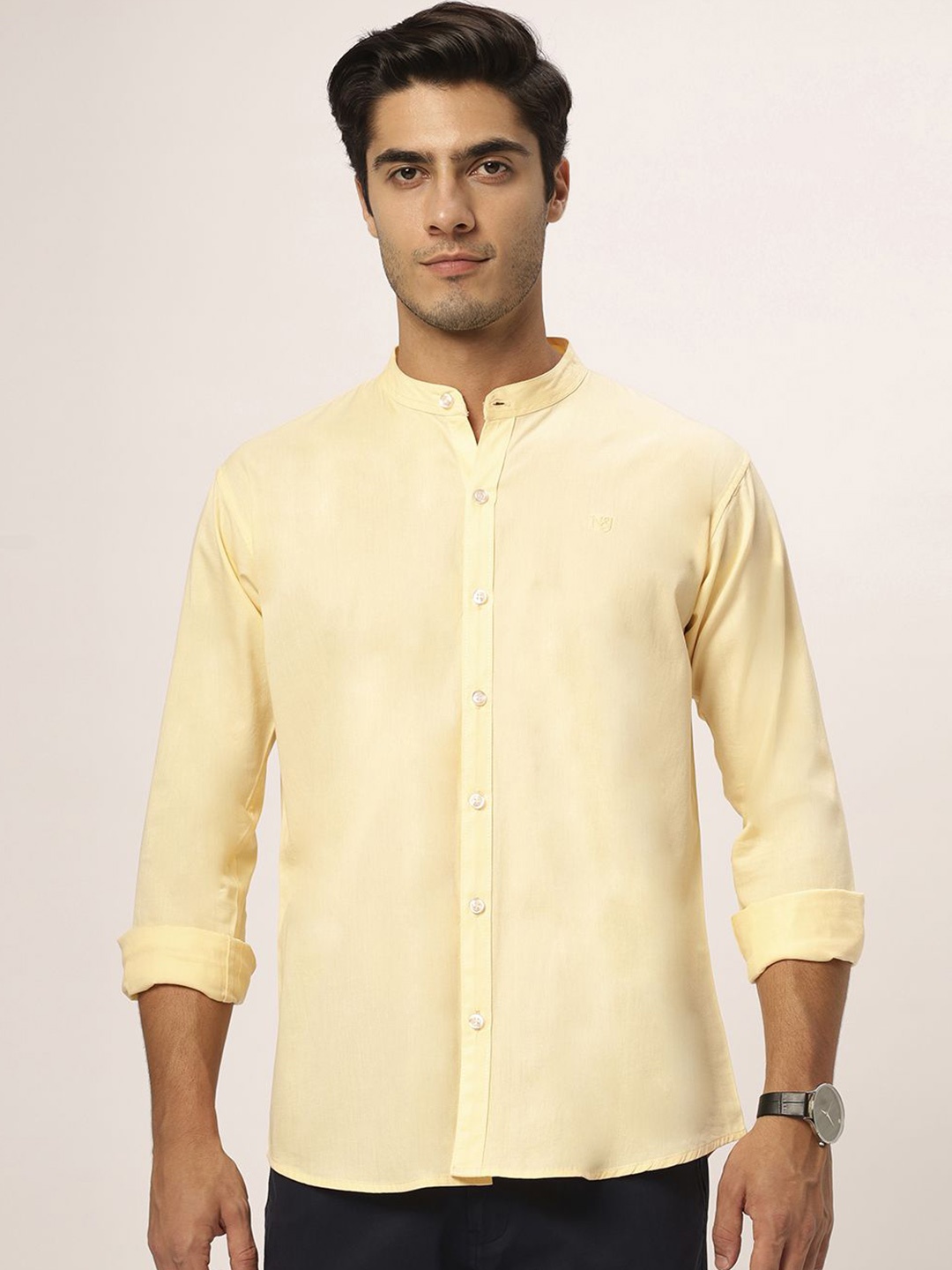 

N AND J Men Relaxed Opaque Casual Shirt, Cream