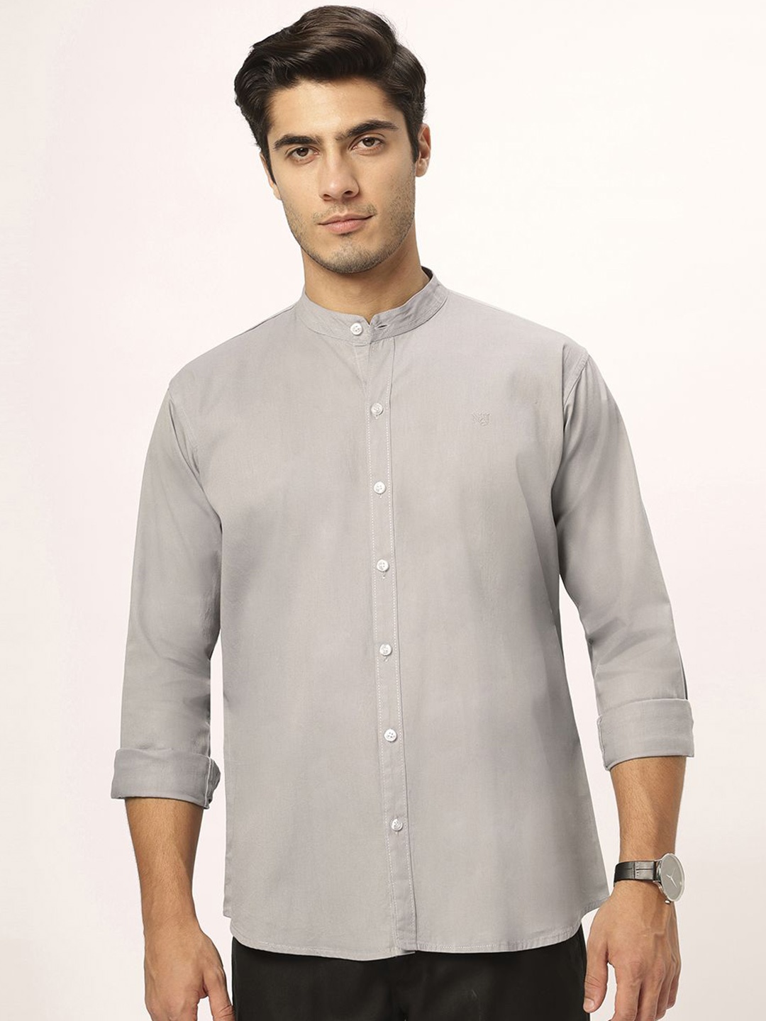 

N AND J Men Relaxed Opaque Casual Shirt, Grey
