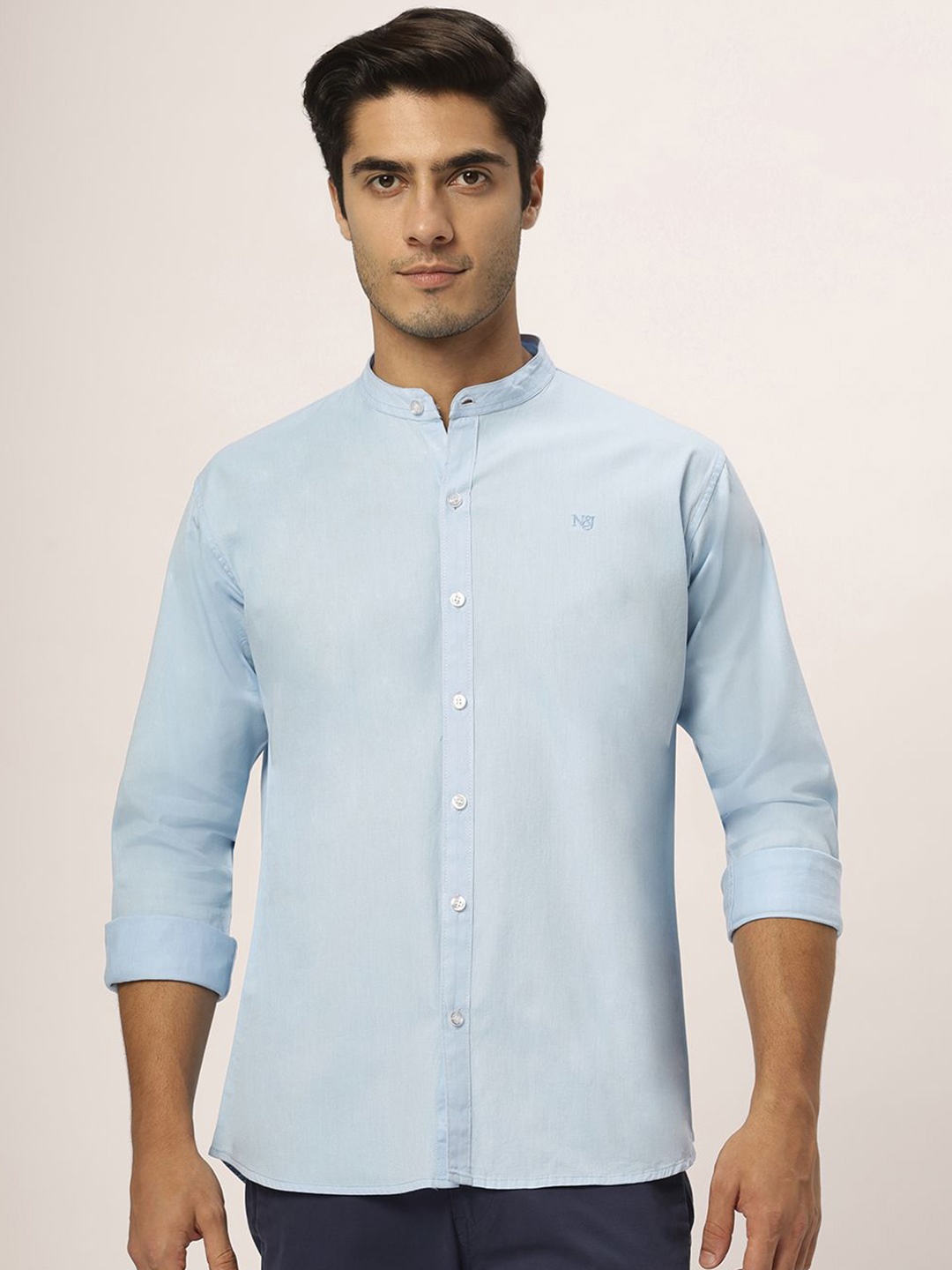 

N AND J Men Relaxed Opaque Casual Shirt, Blue
