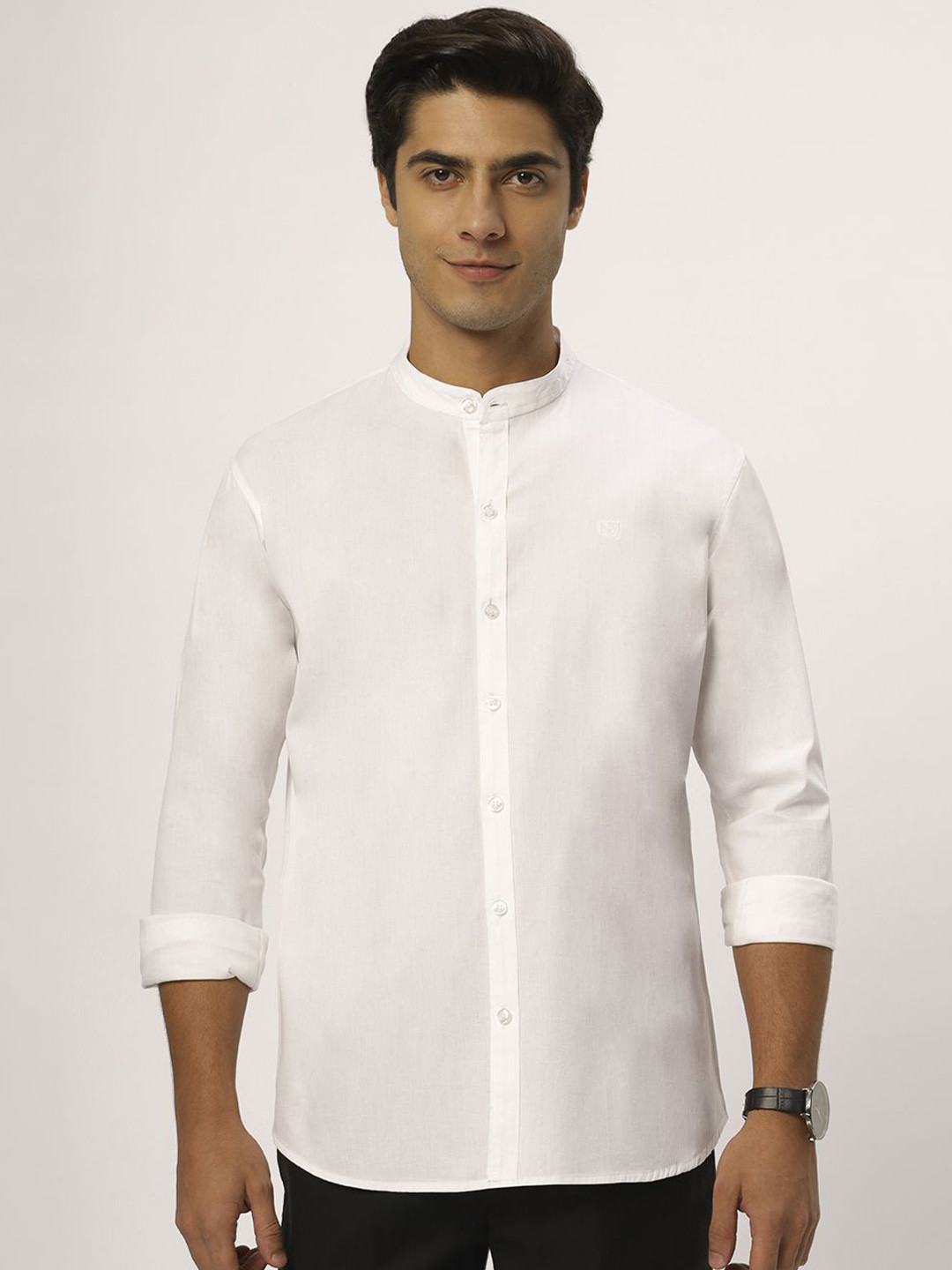 

N AND J Men Relaxed Opaque Casual Shirt, White