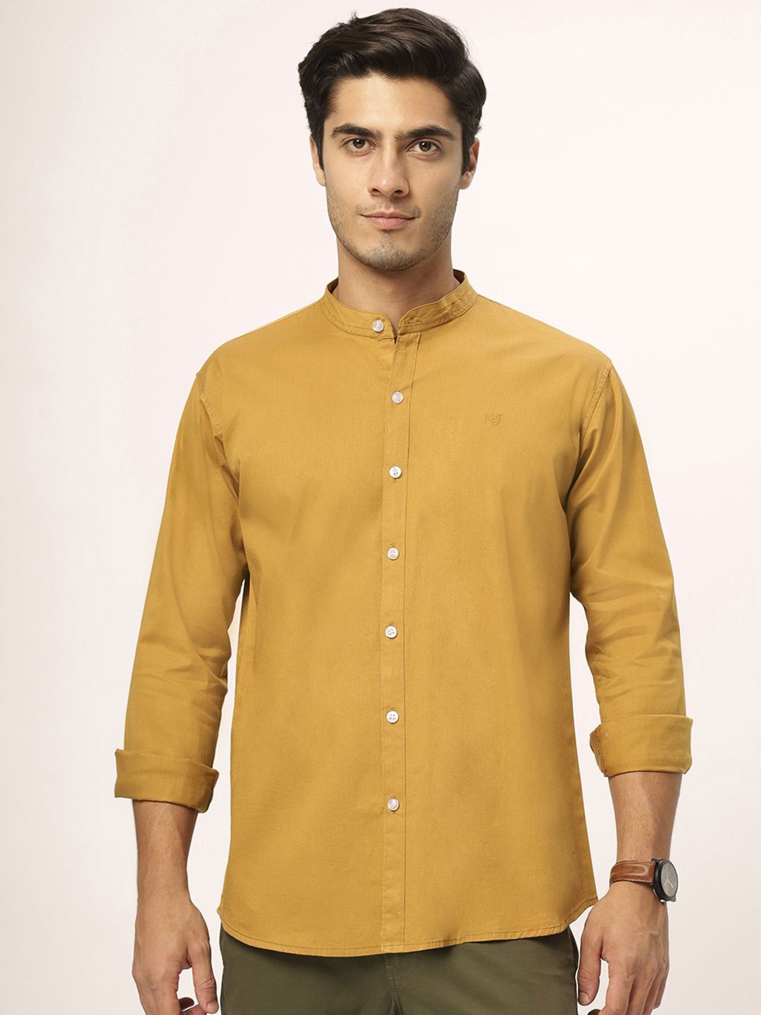

N AND J Men Relaxed Opaque Casual Shirt, Gold