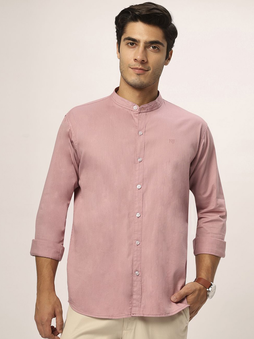 

N AND J Men Relaxed Opaque Casual Shirt, Pink