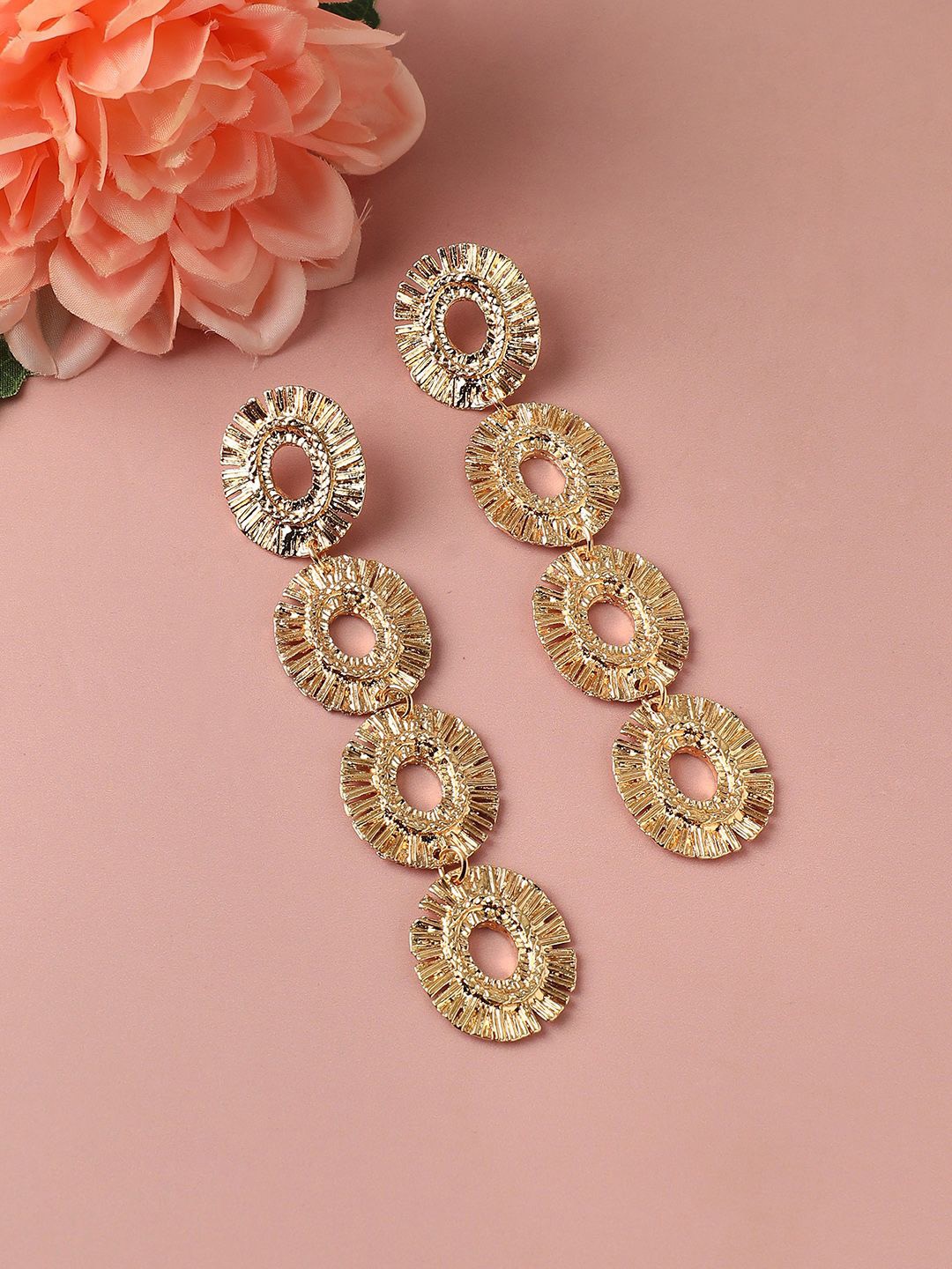 

SOHI Gold Plated Circular Drop Earrings