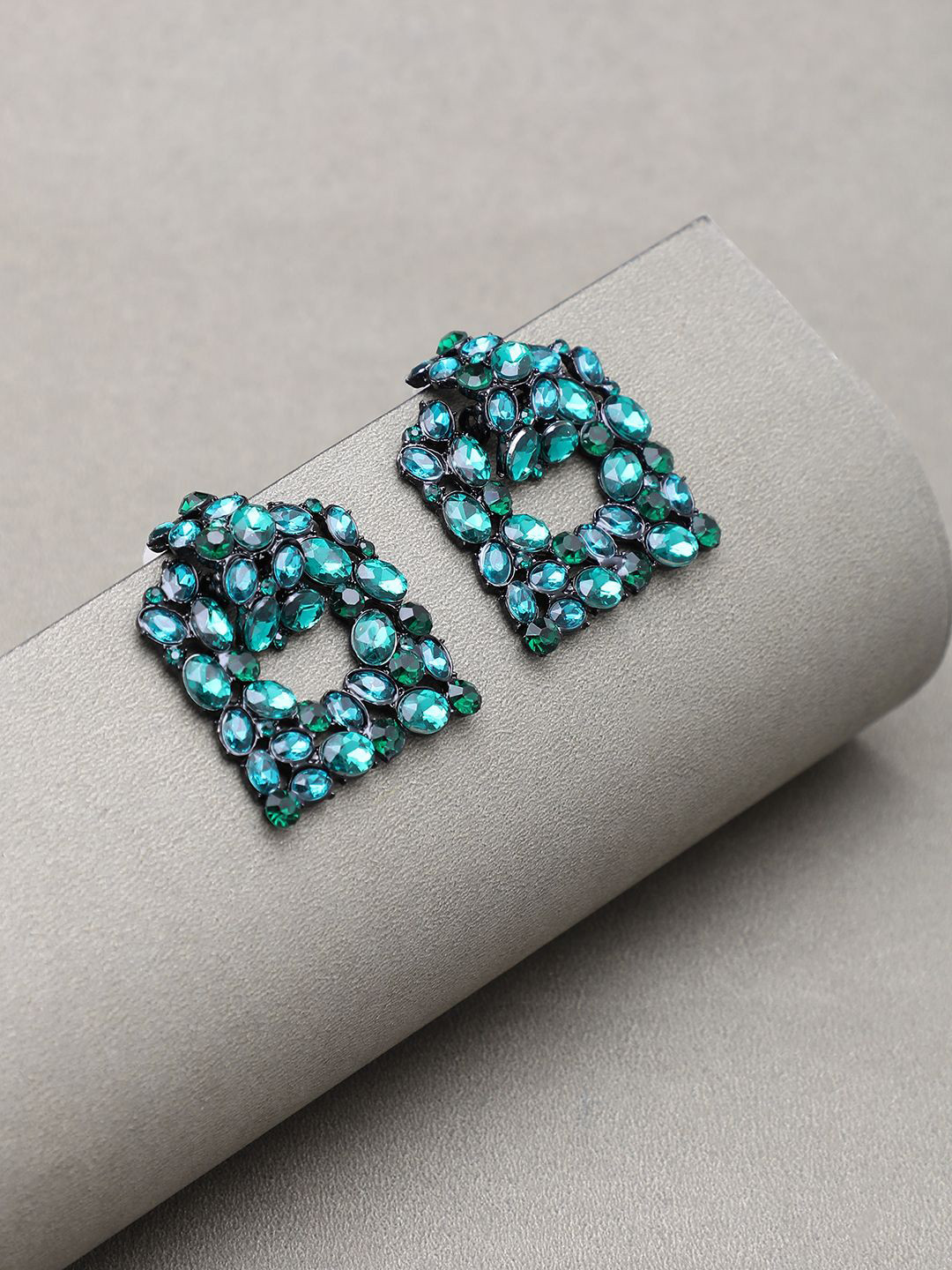 

SOHI Contemporary Studs Earrings, Green