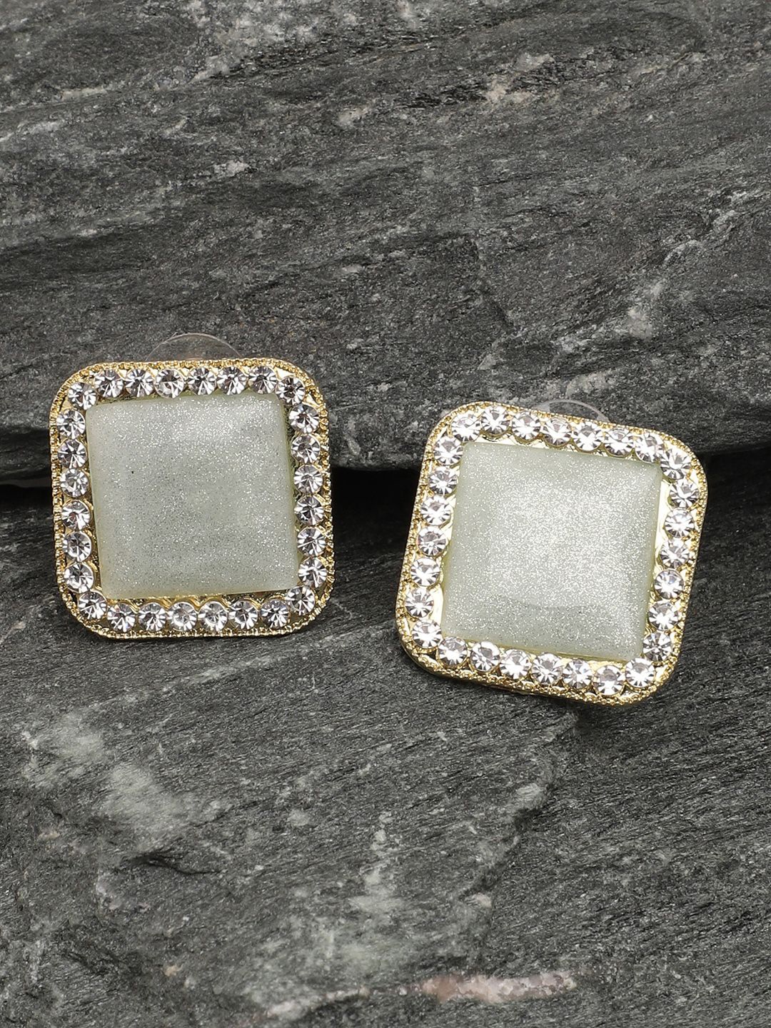 

SOHI Gold-Plated Contemporary Stud Earrings, Blue