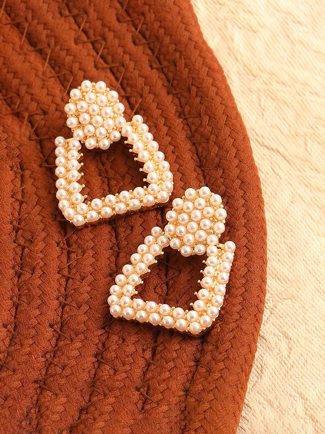 

SOHI Gold-Plated Alloy Artificial Beads Drop Earrings