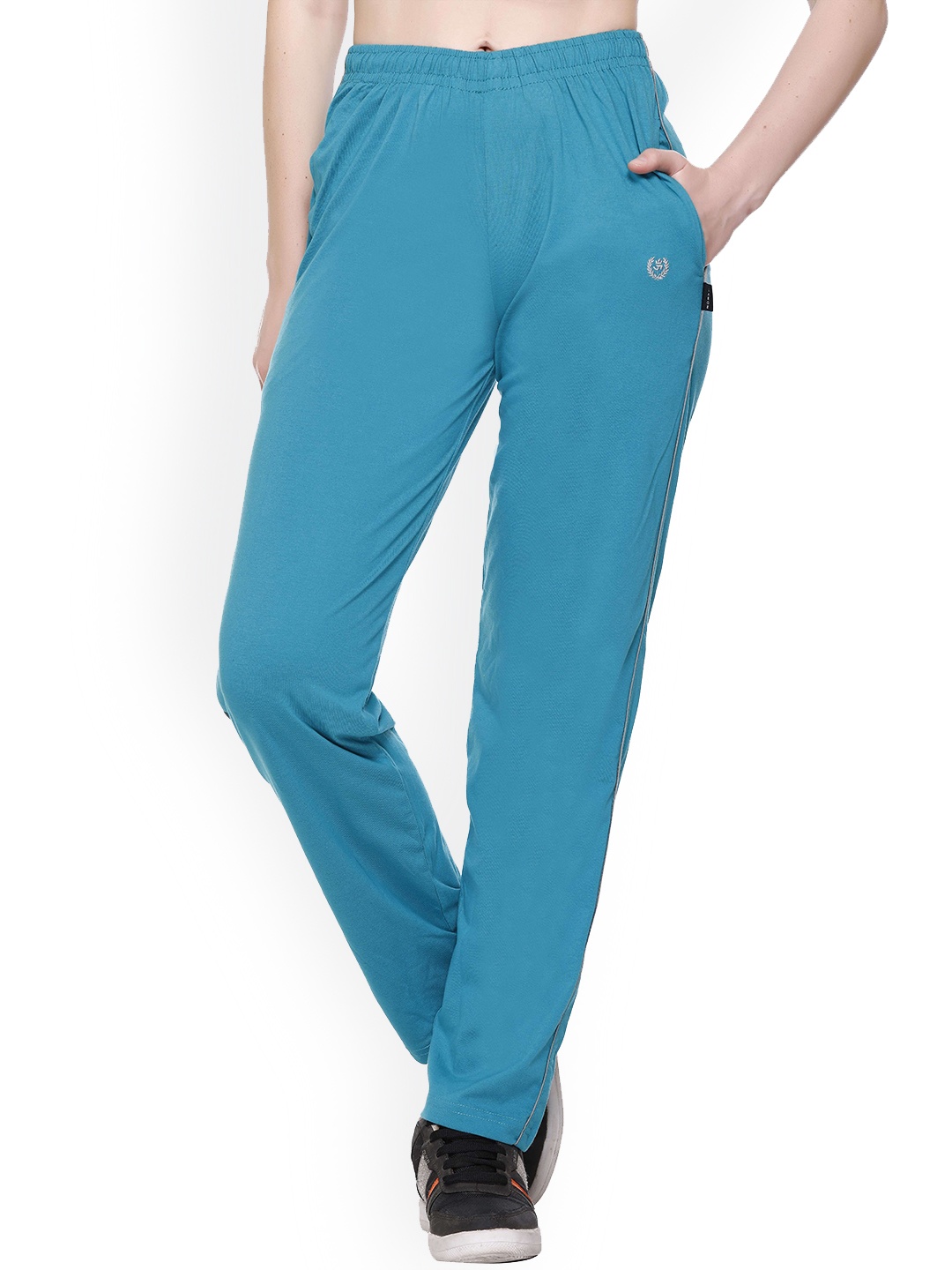 Colors and Blends Women Cotton Track Pants, Blue