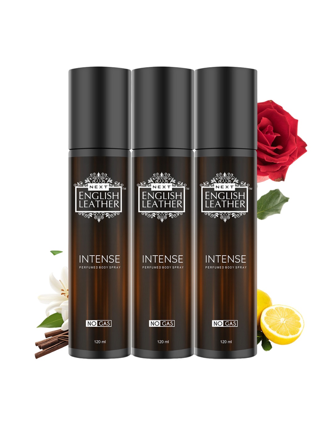 

NEXT CARE Set Of 3 English Leather Intense Perfumed Body Spray Deodorant - 120ml Each, Black