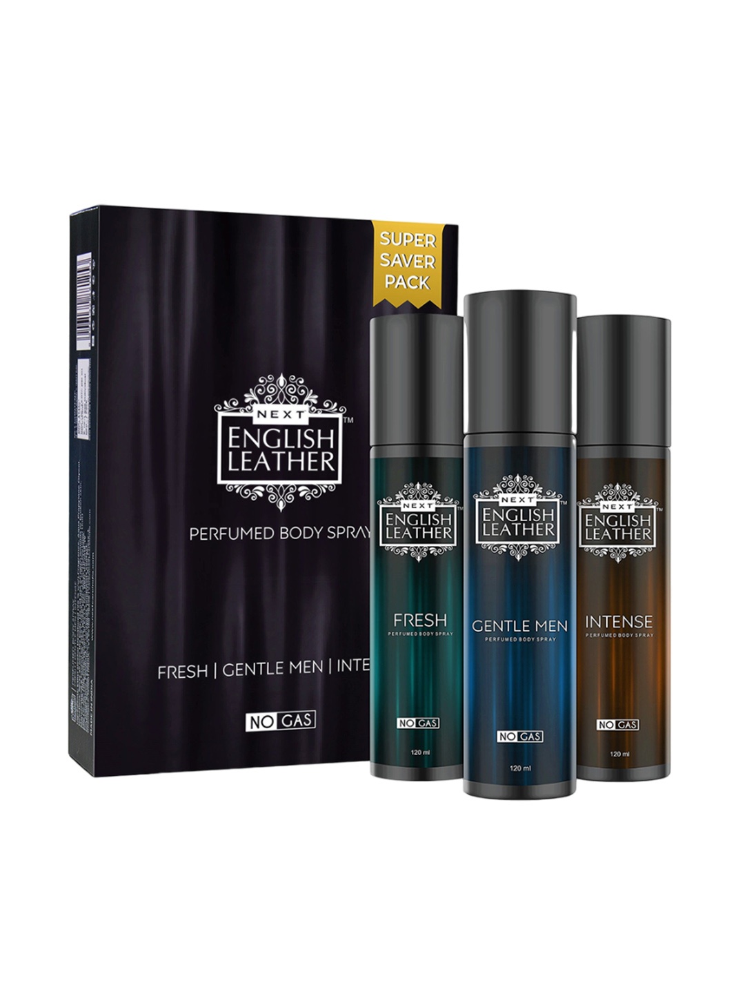 

NEXT CARE English Leather Set Of 3 Body Spray Deodorant-120ml Each, Black