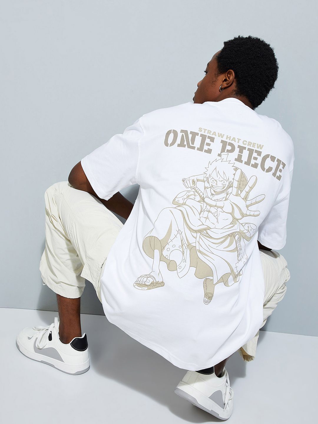

max URB_N Men Oversized One Piece Printed T-shirt, Beige