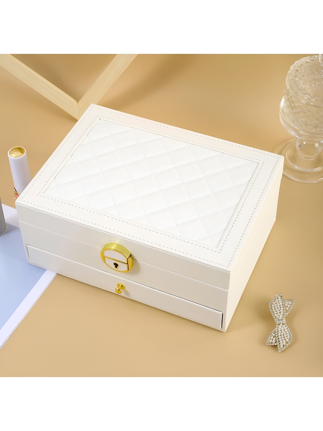 

KriShyam White 2-Layer Jewelry Box