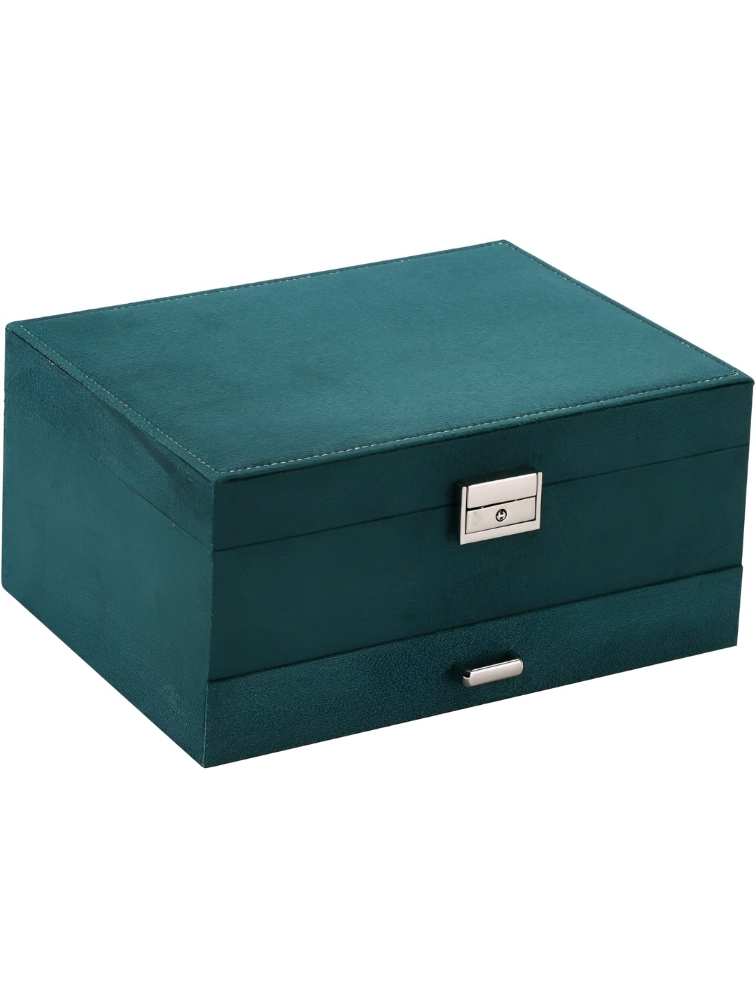 

KriShyam 3 Layers Velvet Jewellery Organizer Box, Green