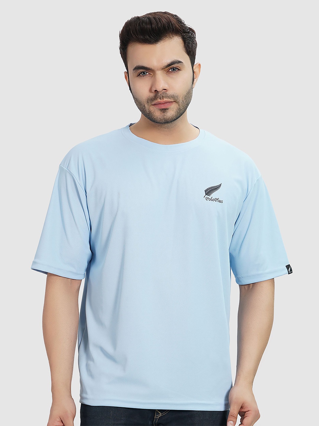 

Polo Plus Men Coolmax Embroidered Solid Oversized Drop Shoulder T-shirt, Blue