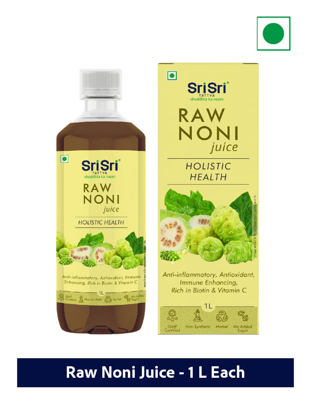 

Sri Sri Tattva Raw Noni Juice for Holistic Health - 1 L, Yellow